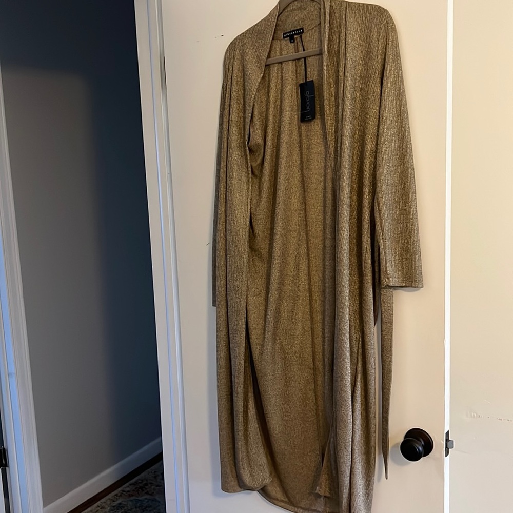 Gibsonlook Duster Topper Gold Open Front Cardigan Size M